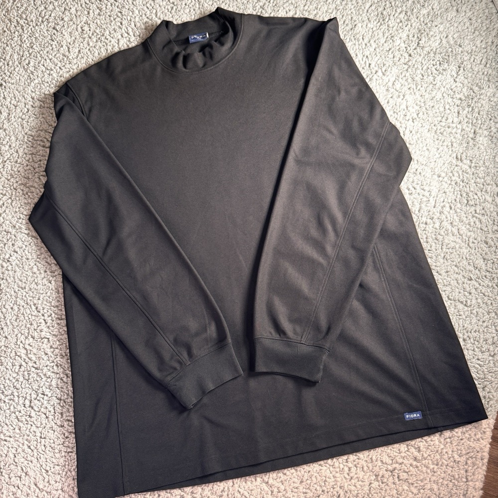 Fidra Men's Black Long Sleeve Pullover Mock Neck Golf Dri Fit Shirt Large‎